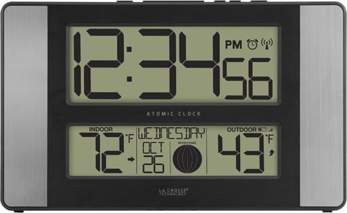 La Crosse Technology 513-1417AL-INT Atomic Clock w Outdoor Temp, Grey/Black
