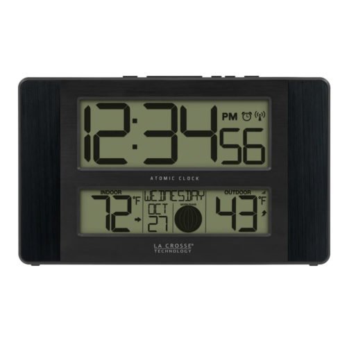 La Crosse Technology 513-1417BS Atomic Digital Wall Clock In/Out Temp #2135 uu