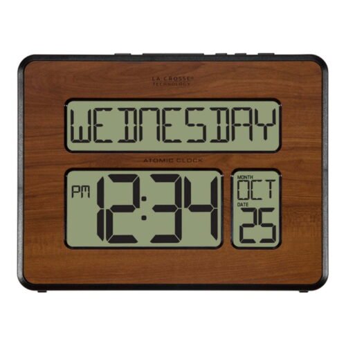 La Crosse Technology 513-1419-WA Atomic Full Calendar Digital Clock Walnut