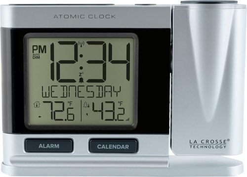 "La Crosse Technology 616-12667-INT Atomic Projection Alarm Clock Silver
