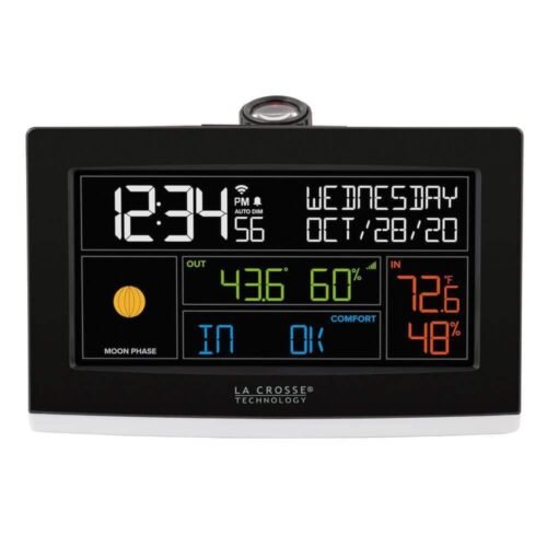 La Crosse Technology Alarm Clock Black WiFi Weather Projection Remote Monitoring