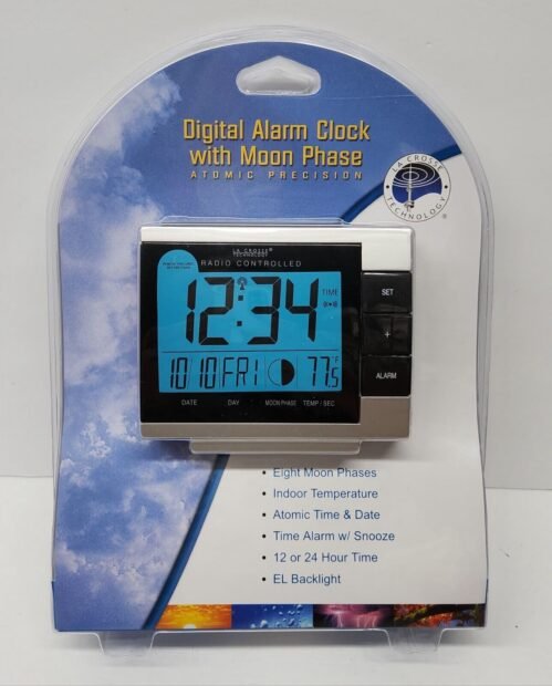 ️LA CROSSE TECHNOLOGY Alarm Clock Moon Phase Temp Atomic Precision WS8055U