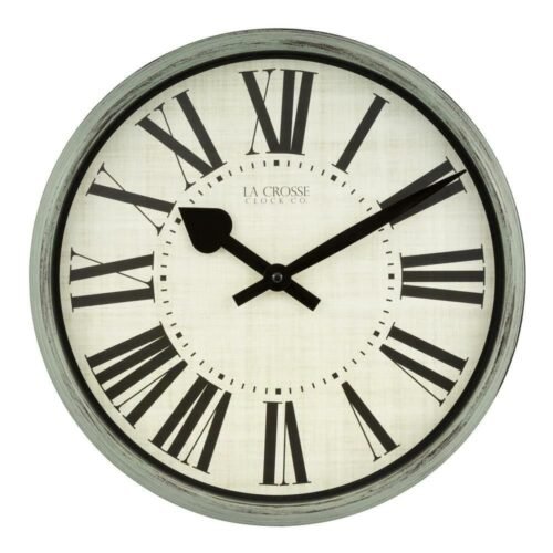 La Crosse Technology Analog Wall Clock Black Metal Hands Glass Lens 14 in. Dia