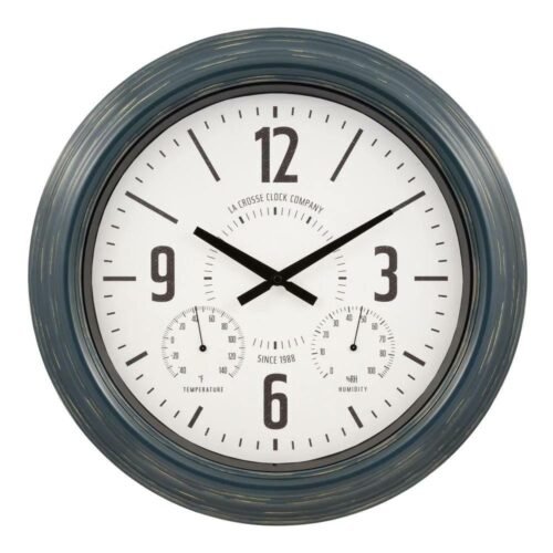 La Crosse Technology Analog Wall Clock Indoor/Outdoor Metal Quartz 18 In. Dia
