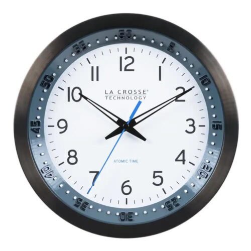 La Crosse Technology Atomic Analog Clock Stainless Steel Black Round 10 in. Dia