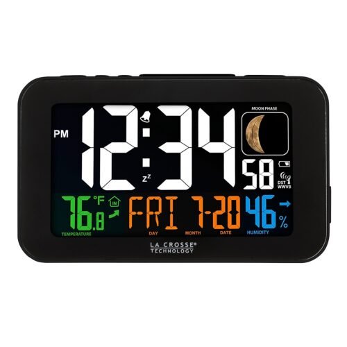 La Crosse Technology Color LED Alarm Clock with USB charging port Black