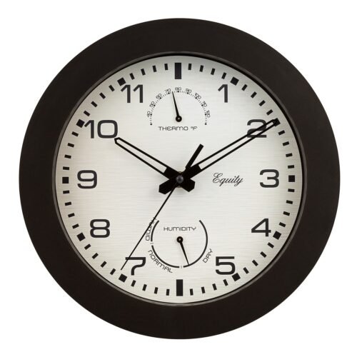 La Crosse Technology Equity by La Crosse 10 Inch IN/OUT Brown Wall Clock with