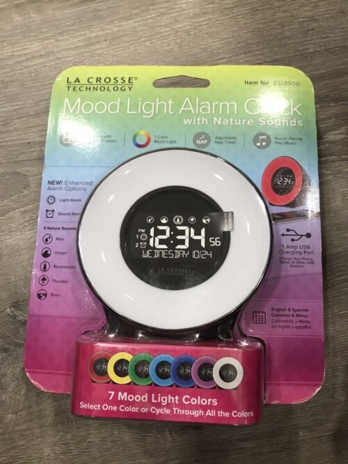 La Crosse Technology Mood Light Alarm Clock 7 Colors Nature Sounds Brand New