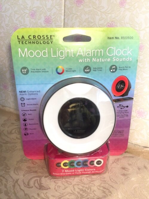 La Crosse Technology Mood Light Alarm Clock 7 Colors Nature Sounds Brand New