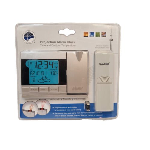 La Crosse Technology Projection Alarm Clock Indoor/ Outdoor Temp WT-5442 Silver