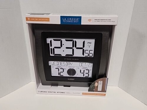 LACROSSE Technology S 74870 Curved Digital Atomic Wall Clock NEW