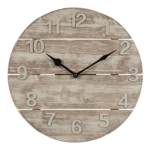 La Crosse Technology Wall Clock 12" Round Sunwashed Wood Quartz Analog Frameless