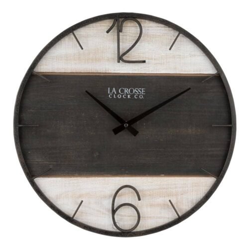 La Crosse Technology Wall Clock 16" Ironwood Brown Metal Wood Quartz Analog