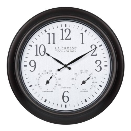 La Crosse Technology Wall Clocks 18" Modern Analog Radio Controlled Glass Brown