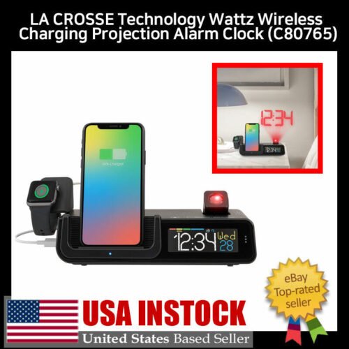 LA CROSSE Technology Wattz Wireless Charging Projection Alarm Clock (C80765)
