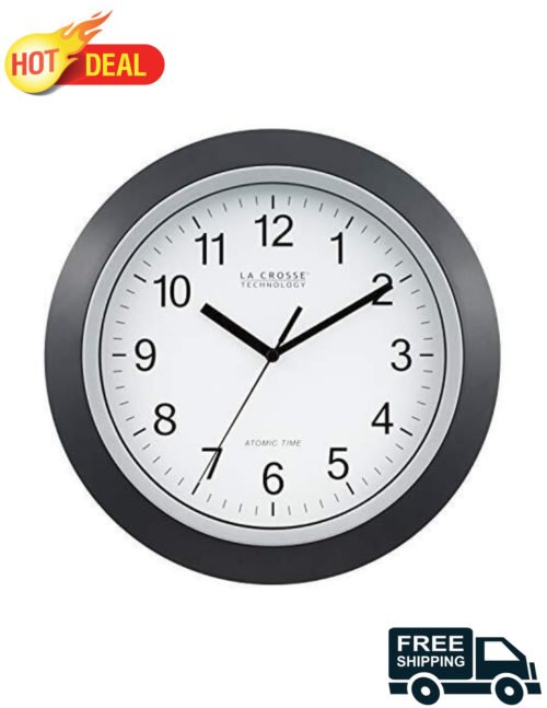 La Crosse Technology WT-3129B 12 Inch Atomic Analog Wall Clock, Pack of 1, Black