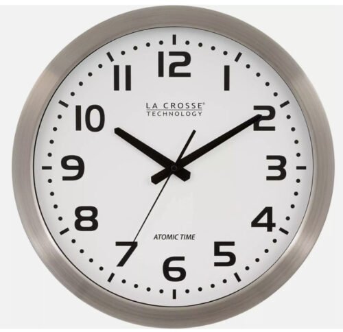 La Crosse Technology WT-3161WH-INT 16 Inch Stainless Steel Atomic Clock-White