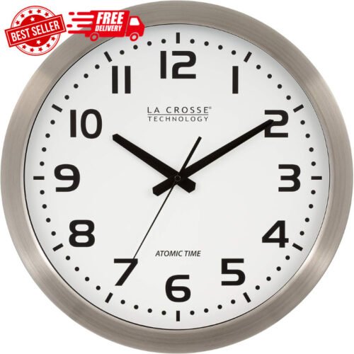 La Crosse Technology WT-3161WH-INT 16 Inch Stainless Steel Atomic Clock-White
