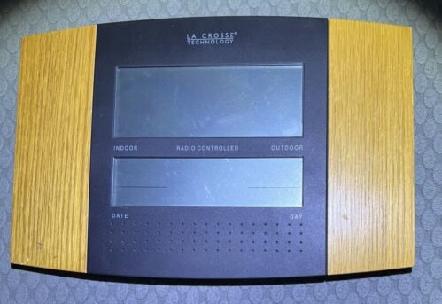 La Crosse Wall Clock Digital w/Temperature Calendar OAK Base Unit Y