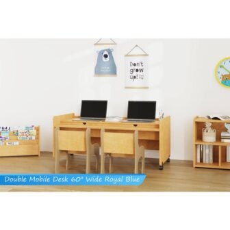 Laminate Wood 60 in. Mobile Kids Desk, Assembled, (Maple)