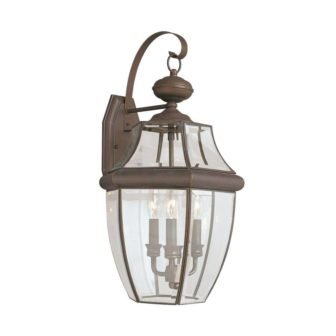Lancaster 3-Light Antique Bronze Outdoor 23 in. Wall Lantern Sconce with Dimmable...