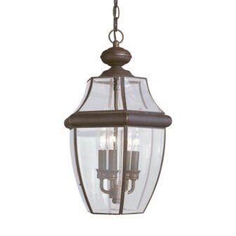 Lancaster 3-Light Antique Bronze Outdoor Hanging Pendant with Dimmable Candelabra LED Bulb
