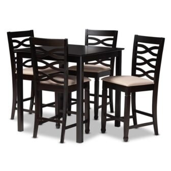 Lanier 5-Piece Sand and Espresso Pub Set