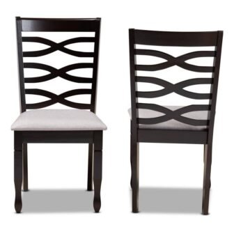 Lanier Grey and Dark Brown Fabric Dining Chair (Set of 2)