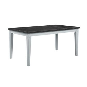 Lanton 64 in. Rectangle Marble and Antique White Finish Marble Top with...