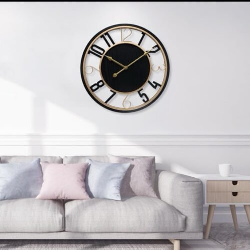 Large 16" Brown Wooden Wall Clock Silent Non-Ticking Modern Round Decor