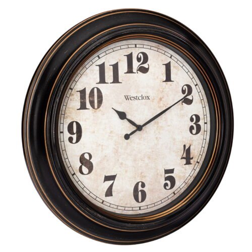 Large 24" Round Oversized Wall Clock Classic Analog Quartz Accurate Clock, Brown