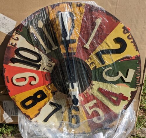 Large 29 inch License Plate Wall Clock New Autos Cars Perfect 4 Garage Antique