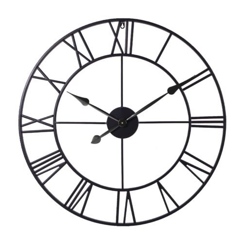 Large 30 Inch Wall Clocks for Modern Living Room Decor,Black Metal Roman Nume...