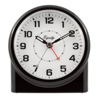 Large 4.72 in. Black Analog Alarm Table Clock with Night Vision Technology