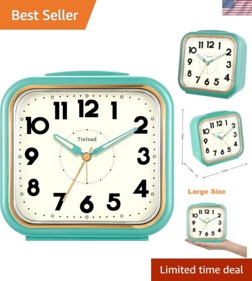 Large 5.5" Analog Alarm Clock - Silent, Gentle Wake & Stylish Retro Design