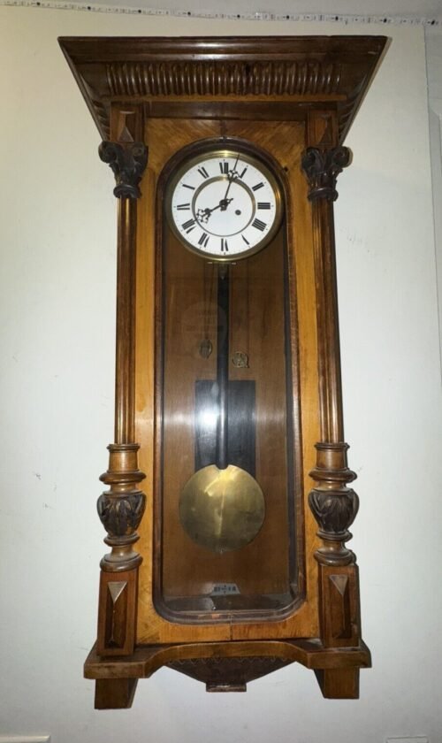Large Antique 2 Weight Vienna Regulator Wall Clock