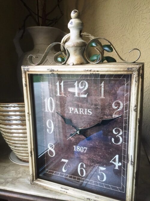 Large Antique White Rectangular Metal Swirl Wall Clock Shabby Chic Wall Decor