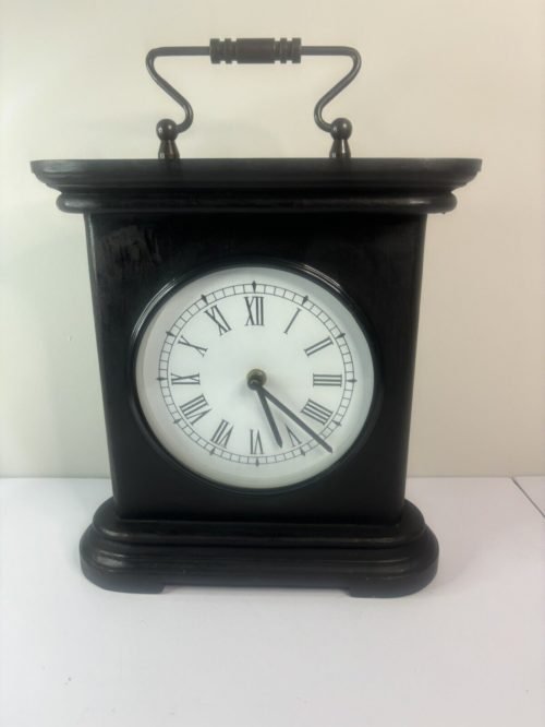 Large Black Wood Mantle Quartz Battery Clock