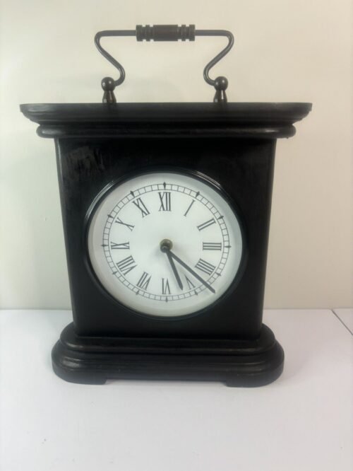 Large Black Wood Mantle Quartz Battery Clock
