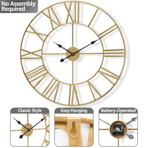 Large Decorative Wall Clock 16" - Roman Numeral Modern Home Decor