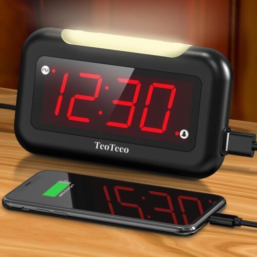 Large Digital Alarm Clock Big Numbers for Seniors & Visually Impaired, Red Di...