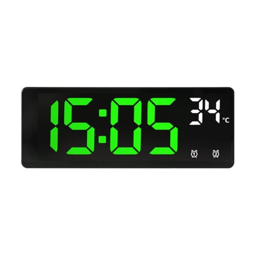 Large Digital Alarm Clock LED Voice Control Temperature Dual Alarm Snooze 12/24H