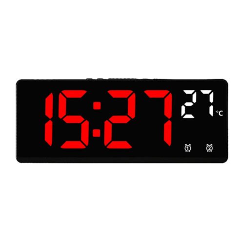 Large Digital Alarm Clock LED Voice Control Temperature Dual Alarm Snooze 12/24H