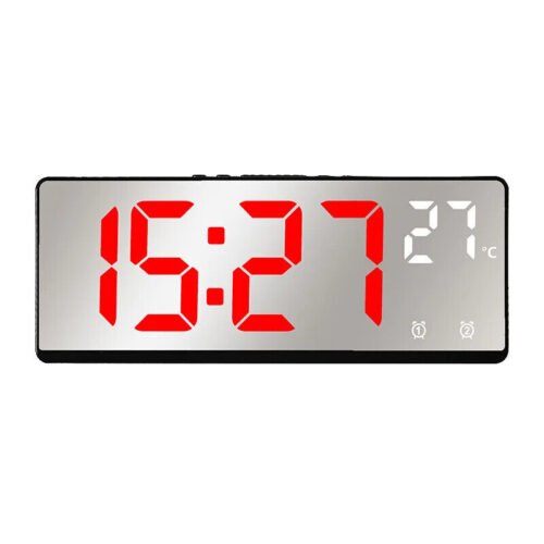 Large Digital Alarm Clock Voice Control LED Temperature Dual Alarm Snooze 12/24H