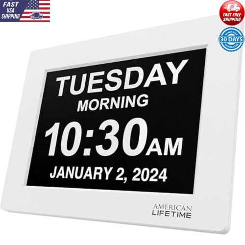 Large Digital Clock Seniors Easy Read Custom Alarms Day Date Auto Dimming New
