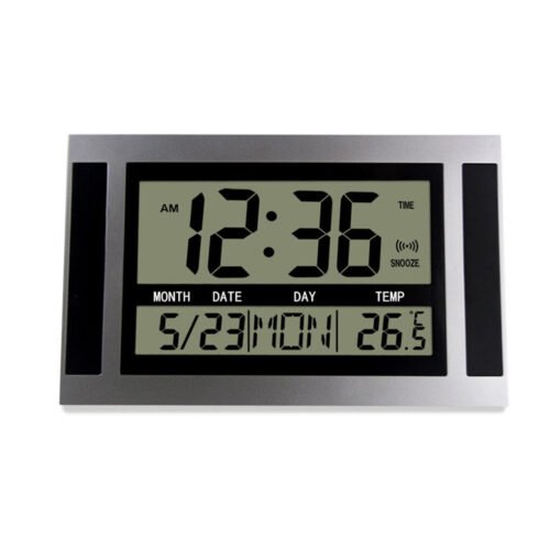 Large Digital LCD Display Wall Clocks Calendar Day Month Year Temperature Meter