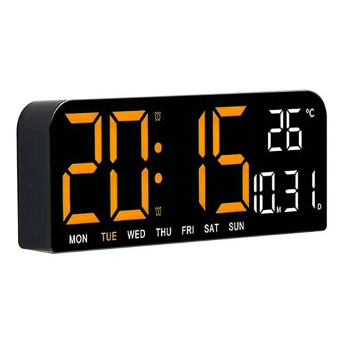 Large Digital Wall Clock Temperature Date Week Electronic Table Alarm Dimmable