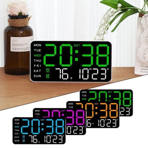 Large Digital Wall Clock Week Date Temperature Display Table LED Alarm Clocks'