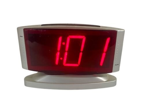 Large Display Alarm Clock Digital Jumbo Seniors Swivel Electric Battery w Dimmer