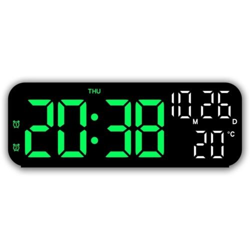 Large Display Digital Alarm Clock for Bedrooms, Date Day of Week Temp Desk Ta...